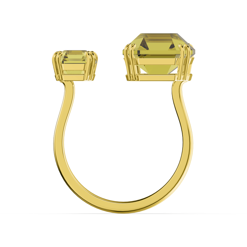 swarovski millenia cocktail ring  square cut crystals  yellow  gold tone plated